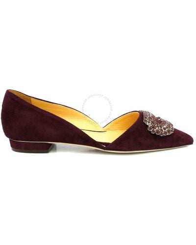Giannico Merlot Flat Daphne Loafers - Red
