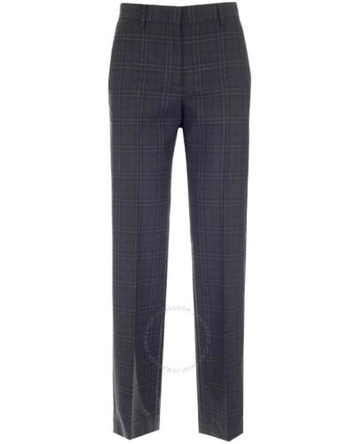 Burberry Dark Charcoal Check Lottie Tailored Trousers - Blue