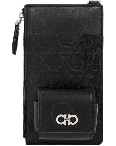 Ferragamo Gancini Embossed Leather Smartphone Case - Black