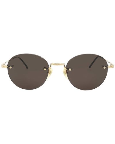 Calvin Klein Titanium Brown Round Sunglasses Ck22112ts 716 50 - Black