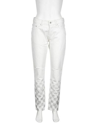 Filles A Papa Embellish Crystal Checkerboard Trousers - White