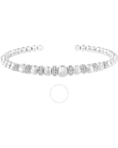 Haus of Brilliance Sterling Silver 1/4 Cttw Diamond Ball Bead Cuff Bangle Bracelet - Metallic