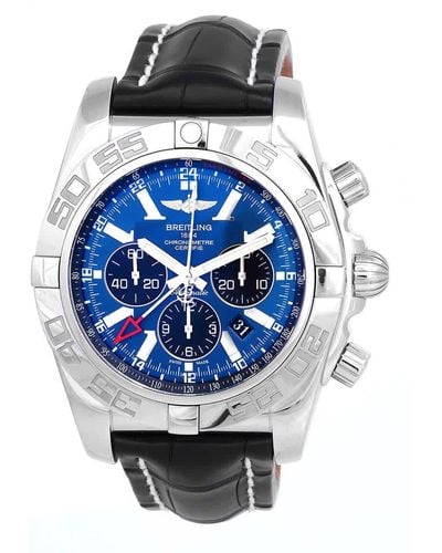 Breitling Chronomat Gmt Blue Dial Stainless Steel Watch - Metallic