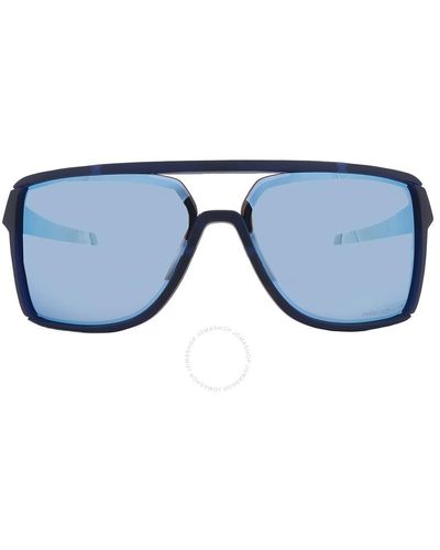 Oakley Castel Prizm Deep Water Polarized Rectangular Sunglasses Oo9147 914706 63 - Blue