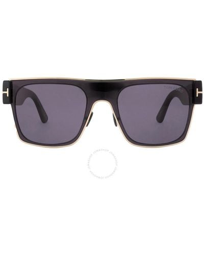 Tom Ford Edwin Smoke Browline Sunglasses Ft1073 01a 54 - Purple