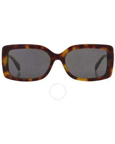 Michael Kors Corfu Dark Gray Rectangular Sunglasses Mk2165 377687 56 - Brown