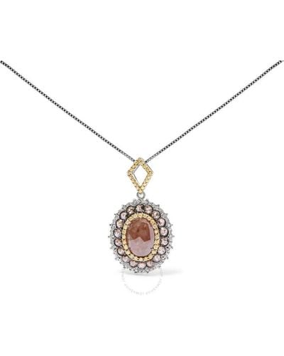 Haus of Brilliance 14k Gold 3.00 Cttw Rose Cut Fancy Colored Diamond Triple Halo 18" Inch Pendant Necklace - Metallic