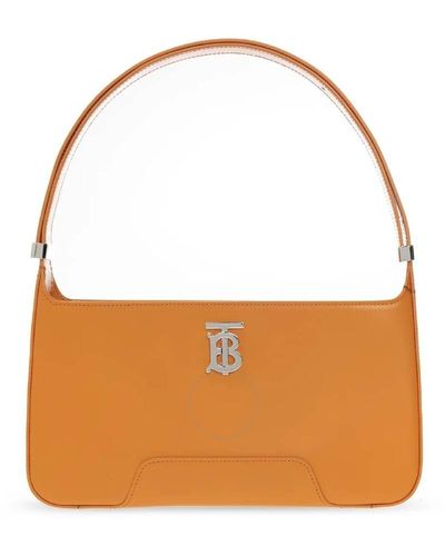 Burberry Leather Tb Shoulder Bag - Orange