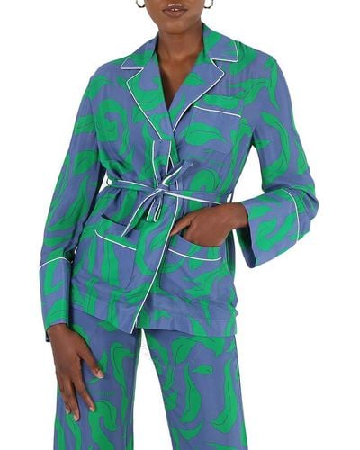 Off-White c/o Virgil Abloh Leaf-print Pyjama-style Shirt - Blue