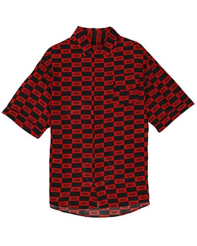 424 Short-sleeve Repeat Logo Shirt - Red