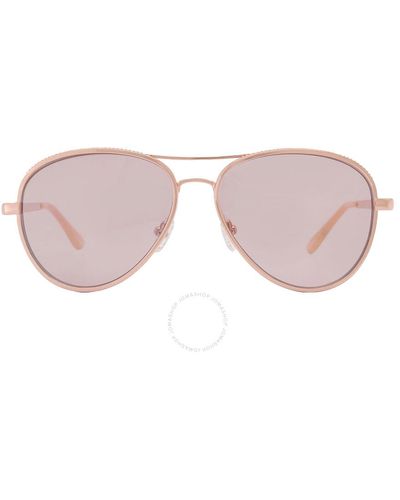 Guess Factory Bordeaux Mirror Pilot Sunglasses Gf0350 28u 59 - Pink