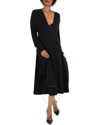 Burberry Emelia Pleated Silk Cady Midi Dress - Black