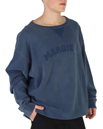 Maison Margiela Logo-print Faded Sweatshirt - Blue
