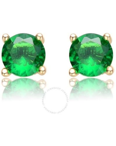 Rachel Glauber 14k Gp Plated Overlay Cubic Zirconia Earrings - Green