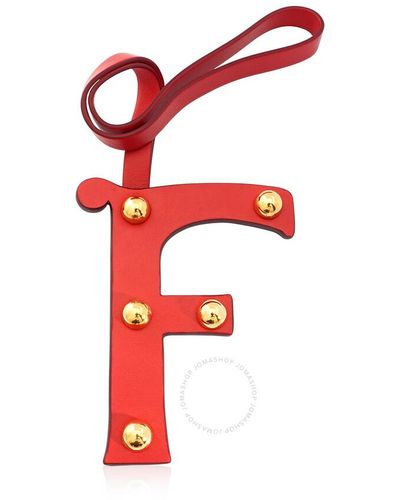 Burberry Letter F Studded Leather Charm - Red