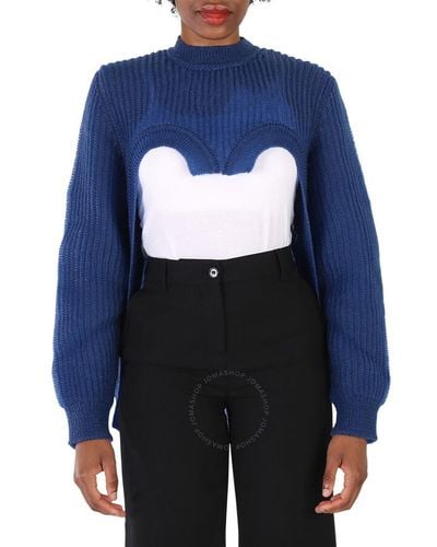 Burberry Warm Royal Cut-out Knit Technical Reconstructed Jumper - Blue