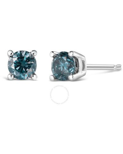 Haus of Brilliance 14k Gold 1/2 Cttw Round Brilliant Cut Lab Grown Blue Diamond 4-prong Classic Solitaire Stud Earrings