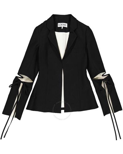Loewe Tie-cut Sleeve Panel Linen Jacket - Black