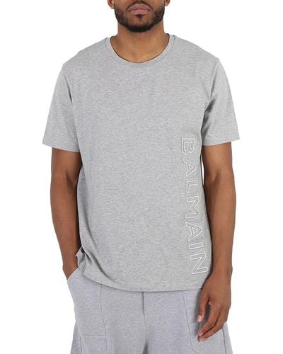 Balmain Reflective Logo Oversized Cotton T-shirt - Grey