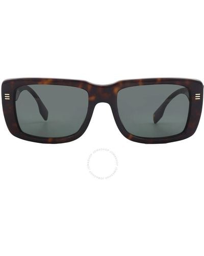 Burberry Jarvis Green Rectangular Sunglasses Be4376u 300271 55 - Grey