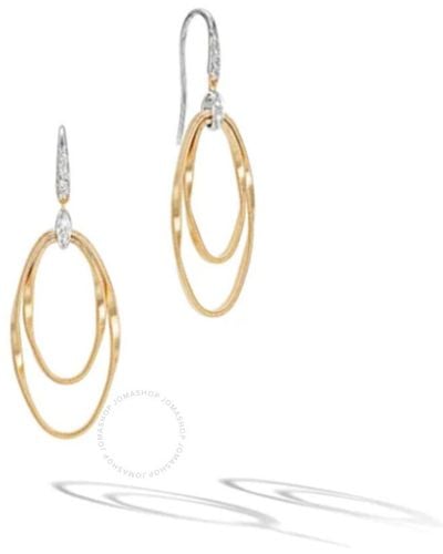 Marco Bicego Marrakech Onde Collection 18k Yellow Gold And Diamond Double Concentric Hook Earring - White