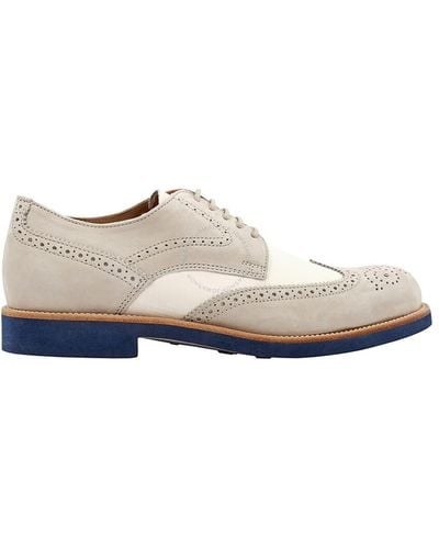 Tod's Perforated Two-tone Nubuck Oxford Brogues - White