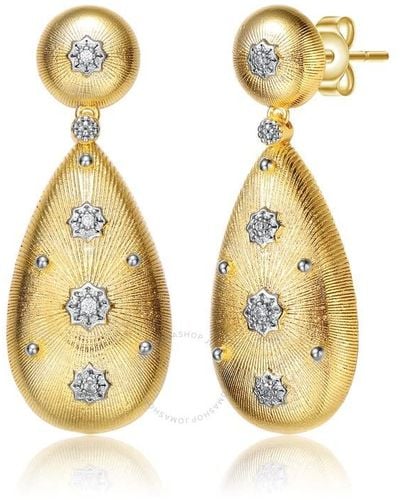Rachel Glauber Rhodium And 14k Gold Plated Cubic Zirconia Drop Earrings - Metallic