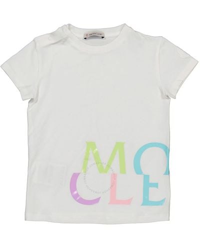 Moncler Kids Cotton Logo Print Short Sleeve T-shirt - White