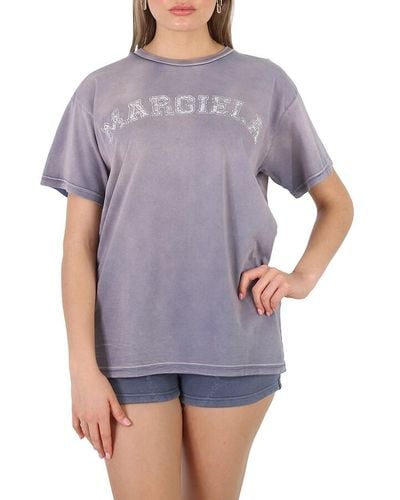 Maison Margiela Logo Cotton Jersey Crewneck T-shirt - Purple