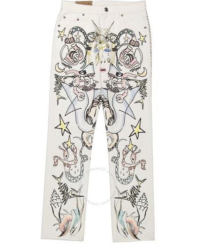 Burberry Multicolor Straight Fit Mar Pants - White