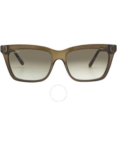 Ferragamo Green Gradient Square Sunglasses Sf1027s 315 55 - Multicolor