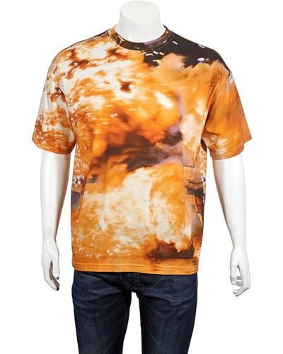 424 Explosion Print Short Sleeve Cotton T-shirt - Orange