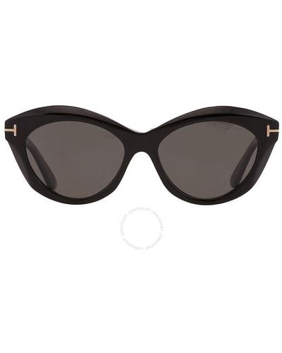 Tom Ford Toni Polarized Smoke Cat Eye Sunglasses Ft1111 01d 53 - Black