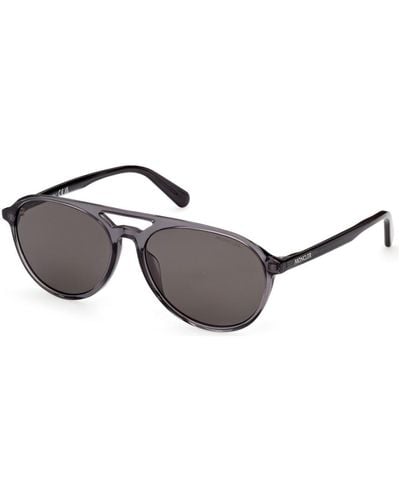 Moncler Polarized Smoke Pilot Sunglasses - Black