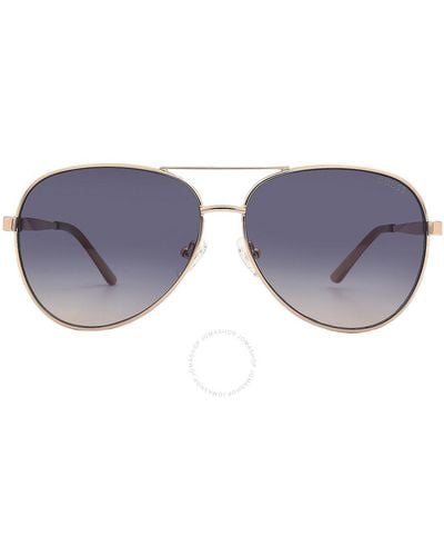 Guess Factory Gradient Blue Pilot Sunglasses Gf6181 28w 60 - Metallic