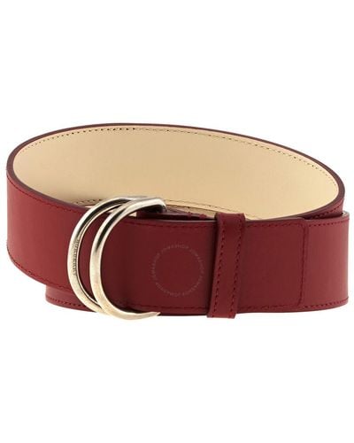 Burberry Double D-ring Colorblock Leather Belt - Red
