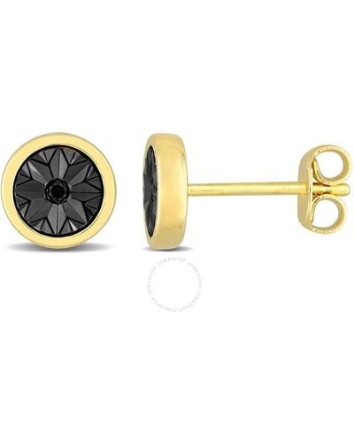 Amour Black Diamond Accent Circle Stud Earrings - Metallic
