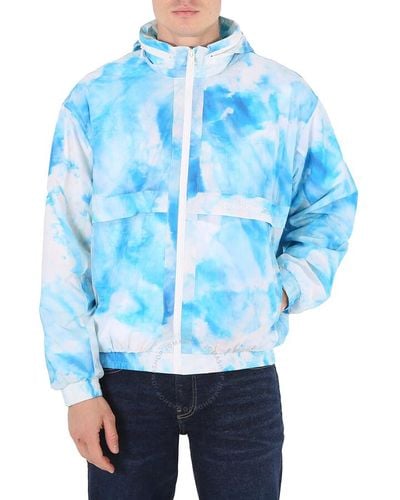 Calvin Klein Summer Splash Aop Seasonal Cloud Print Nylon Windbreaker Jacket - Blue