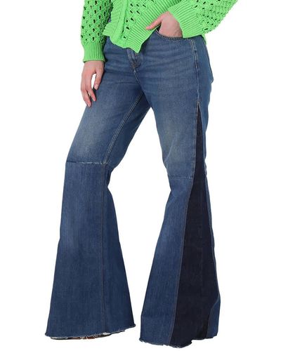 Chloé Patchwork Flared High-waisted Jeans - Blue