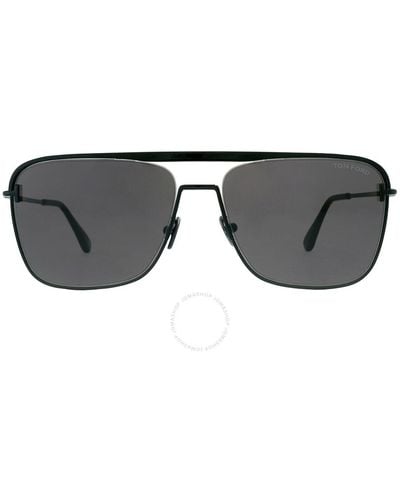 Tom Ford Nolan Smoke Navigator Sunglasses Ft0925 01a 60 - Black
