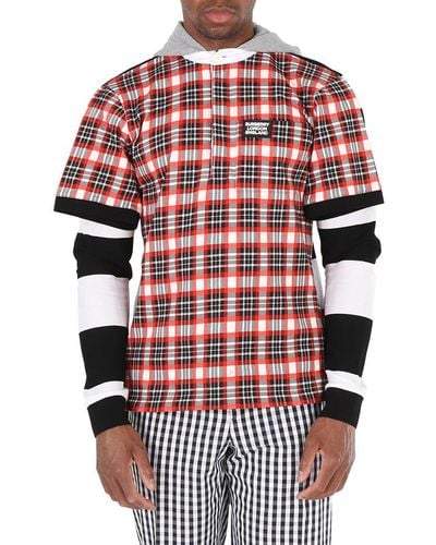 Burberry Bright Plaid And Striped Cotton Remodeled Rugby Shirt - Red