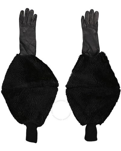 Burberry Chenille Puffy Sleeve Gloves - Black
