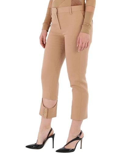 Burberry Cut-out Detail Tailored Trousers - Natural