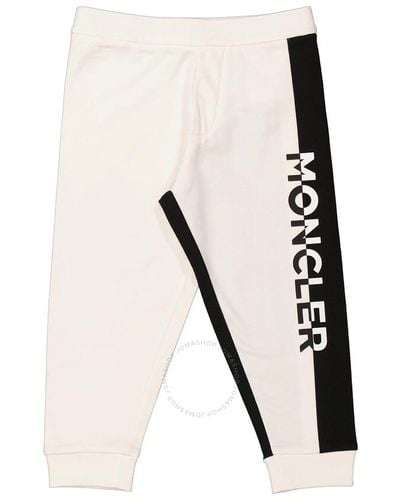 Moncler Boys Logo Print Bicolor Sweatpants - Natural