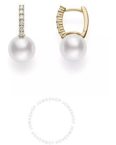 Mikimoto 8mm Akoya Pearl & Diamond Earrings - White