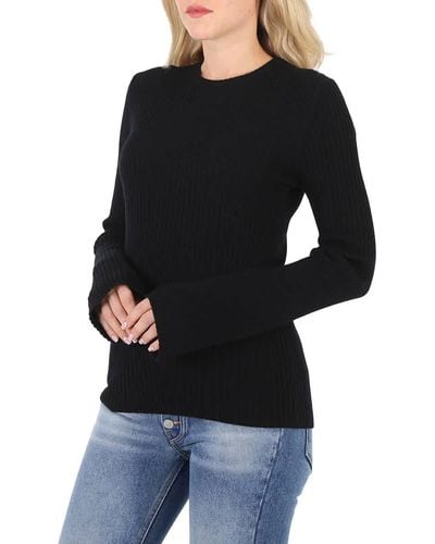 Chloé Wool And Cashmere Flared Sleeve Ribbed Sweater - Black