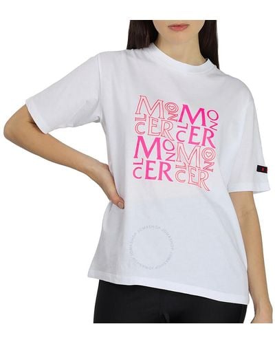 Moncler Cotton Logo Patch Short Sleeve T-shirt - White