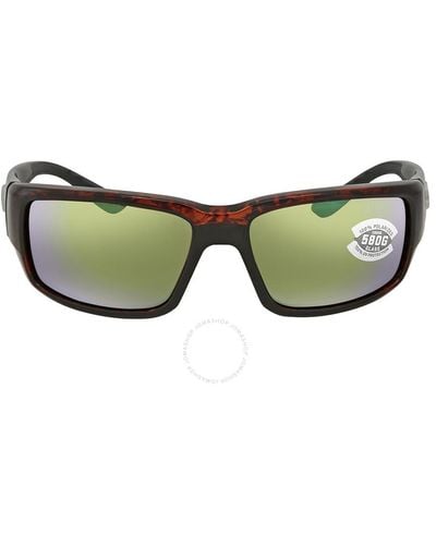 Costa Del Mar Fantail Green Mirror Polarized Glass Sunglasses Tf 10 Ogmglp 59 - Brown