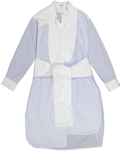 Loewe Striped Cotton Long Sleeve Shirtdress - Blue