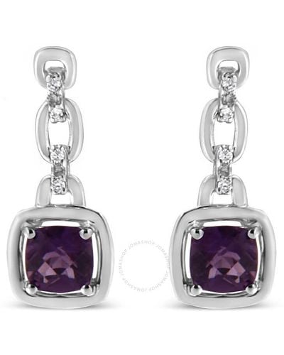 Haus of Brilliance .925 Sterling Silver 6x6mm Cushion Shaped Natural Purple Amethyst